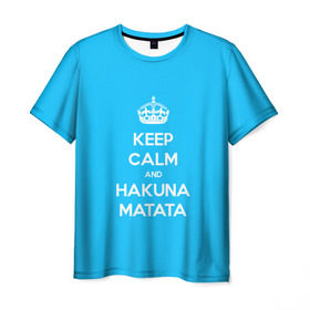 Мужская футболка 3D с принтом hakuna matata в Санкт-Петербурге, 100% полиэфир | прямой крой, круглый вырез горловины, длина до линии бедер | 