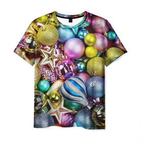 Мужская футболка 3D с принтом Новый год в Санкт-Петербурге, 100% полиэфир | прямой крой, круглый вырез горловины, длина до линии бедер | елочные | игрушки | новогодний | разноцветный | рождество | украшения