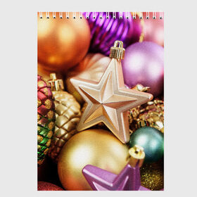 Скетчбук с принтом Игрушки с ёлки в Санкт-Петербурге, 100% бумага
 | 48 листов, плотность листов — 100 г/м2, плотность картонной обложки — 250 г/м2. Листы скреплены сверху удобной пружинной спиралью | новогодний | рождество | шарики