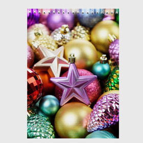 Скетчбук с принтом Новогодние игрушки в Санкт-Петербурге, 100% бумага
 | 48 листов, плотность листов — 100 г/м2, плотность картонной обложки — 250 г/м2. Листы скреплены сверху удобной пружинной спиралью | новогодний | рождество | шарики