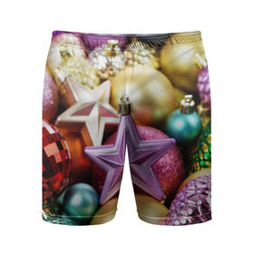 Мужские шорты 3D спортивные с принтом Новогодние игрушки в Санкт-Петербурге,  |  | новогодний | рождество | шарики