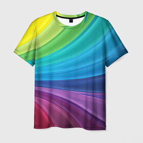 Мужская футболка 3D с принтом Радуга в Санкт-Петербурге, 100% полиэфир | прямой крой, круглый вырез горловины, длина до линии бедер | абстракция | волны | краски | полосы | радуга