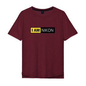 Мужская футболка хлопок Oversize с принтом Nikon в Санкт-Петербурге, 100% хлопок | свободный крой, круглый ворот, “спинка” длиннее передней части | Тематика изображения на принте: i am nikon | nikon | никон | я   никон | я никон