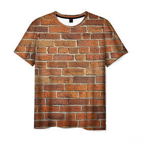Мужская футболка 3D с принтом Кирпичи в Санкт-Петербурге, 100% полиэфир | прямой крой, круглый вырез горловины, длина до линии бедер | бетон | камень | кирпич | мощь | стена | строительство | стройка | цемент