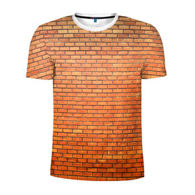 Мужская футболка 3D спортивная с принтом Кирпичная стена в Санкт-Петербурге, 100% полиэстер с улучшенными характеристиками | приталенный силуэт, круглая горловина, широкие плечи, сужается к линии бедра | камень | кирпич | стена