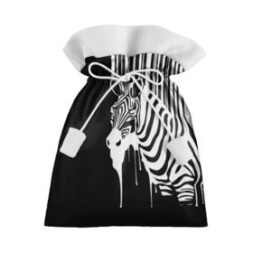 Подарочный 3D мешок с принтом Зебра в Санкт-Петербурге, 100% полиэстер | Размер: 29*39 см | Тематика изображения на принте: граффити | зебра | искусство | прикольные картинки | чёрно белое