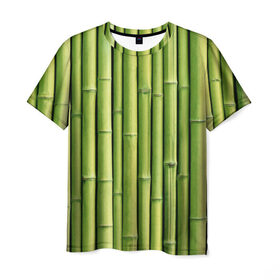Мужская футболка 3D с принтом Бамбук в Санкт-Петербурге, 100% полиэфир | прямой крой, круглый вырез горловины, длина до линии бедер | бамбук | дерево | джунгли | кустарник | надёжность | прочность | стена