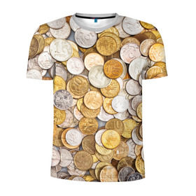 Мужская футболка 3D спортивная с принтом Российские монетки в Санкт-Петербурге, 100% полиэстер с улучшенными характеристиками | приталенный силуэт, круглая горловина, широкие плечи, сужается к линии бедра | money | валюта | деньги | копейка | лавэ | мелочёвка | мелочь | монетки | монеты | россия | рубль | филки