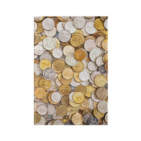 Обложка для паспорта матовая кожа с принтом Российские монетки в Санкт-Петербурге, натуральная матовая кожа | размер 19,3 х 13,7 см; прозрачные пластиковые крепления | money | валюта | деньги | копейка | лавэ | мелочёвка | мелочь | монетки | монеты | россия | рубль | филки