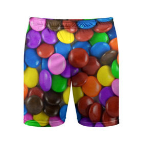 Мужские шорты 3D спортивные с принтом Цветные конфетки в Санкт-Петербурге,  |  | вкусняшки | драже | конфеты | лакомство | сладости | шоколад