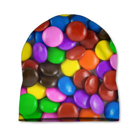 Шапка 3D с принтом Цветные конфетки в Санкт-Петербурге, 100% полиэстер | универсальный размер, печать по всей поверхности изделия | вкусняшки | драже | конфеты | лакомство | сладости | шоколад