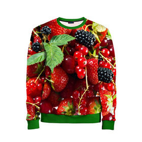 Детский свитшот 3D с принтом Любимые ягоды в Санкт-Петербурге, 100% полиэстер | свободная посадка, прямой крой, мягкая тканевая резинка на рукавах и понизу свитшота | вкусно | голубика | дача | деревня | ежевика | зелень | клубника | малина | огород | полезно | сад | смородина | сок | фрукты | черника | шиповник | ягоды