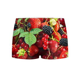 Мужские трусы 3D с принтом Любимые ягоды в Санкт-Петербурге, 50% хлопок, 50% полиэстер | классическая посадка, на поясе мягкая тканевая резинка | вкусно | голубика | дача | деревня | ежевика | зелень | клубника | малина | огород | полезно | сад | смородина | сок | фрукты | черника | шиповник | ягоды