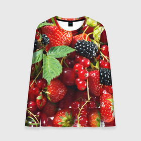 Мужской лонгслив 3D с принтом Любимые ягоды в Санкт-Петербурге, 100% полиэстер | длинные рукава, круглый вырез горловины, полуприлегающий силуэт | вкусно | голубика | дача | деревня | ежевика | зелень | клубника | малина | огород | полезно | сад | смородина | сок | фрукты | черника | шиповник | ягоды