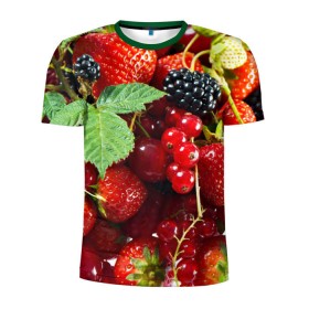 Мужская футболка 3D спортивная с принтом Любимые ягоды в Санкт-Петербурге, 100% полиэстер с улучшенными характеристиками | приталенный силуэт, круглая горловина, широкие плечи, сужается к линии бедра | вкусно | голубика | дача | деревня | ежевика | зелень | клубника | малина | огород | полезно | сад | смородина | сок | фрукты | черника | шиповник | ягоды