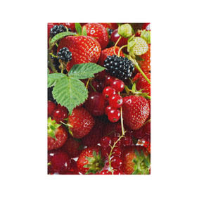 Обложка для паспорта матовая кожа с принтом Любимые ягоды в Санкт-Петербурге, натуральная матовая кожа | размер 19,3 х 13,7 см; прозрачные пластиковые крепления | вкусно | голубика | дача | деревня | ежевика | зелень | клубника | малина | огород | полезно | сад | смородина | сок | фрукты | черника | шиповник | ягоды