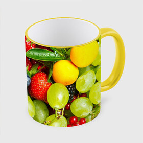 Кружка 3D с принтом Вкусные ягоды в Санкт-Петербурге, керамика | ёмкость 330 мл | виноград | вкусно | голубика | дача | деревня | ежевика | клубника | малина | огород | полезно | рябина | сад | смородина | сок | фрукты | черника | ягоды