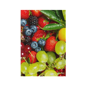 Обложка для паспорта матовая кожа с принтом Вкусные ягоды в Санкт-Петербурге, натуральная матовая кожа | размер 19,3 х 13,7 см; прозрачные пластиковые крепления | виноград | вкусно | голубика | дача | деревня | ежевика | клубника | малина | огород | полезно | рябина | сад | смородина | сок | фрукты | черника | ягоды