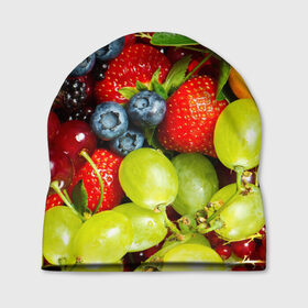Шапка 3D с принтом Вкусные ягоды в Санкт-Петербурге, 100% полиэстер | универсальный размер, печать по всей поверхности изделия | Тематика изображения на принте: виноград | вкусно | голубика | дача | деревня | ежевика | клубника | малина | огород | полезно | рябина | сад | смородина | сок | фрукты | черника | ягоды