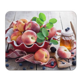 Коврик прямоугольный с принтом Персики в Санкт-Петербурге, натуральный каучук | размер 230 х 185 мм; запечатка лицевой стороны | Тематика изображения на принте: ваза | витамины | здоровье | лакомство | мёд | овощи | персики | сладости | тарелка | фрукты | черника | ягоды