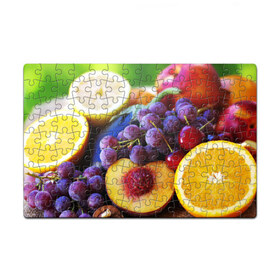 Пазл магнитный 126 элементов с принтом Спелые фрукты в Санкт-Петербурге, полимерный материал с магнитным слоем | 126 деталей, размер изделия —  180*270 мм | Тематика изображения на принте: абрикос | алыча | апельсин | бодрость | веган | виноград | витамины | груша | диета | еда | здоровье | лайм | лимон | молодость | нектар | овощи | персик | питание | польза | сок | фрукты | яблоко | ягоды