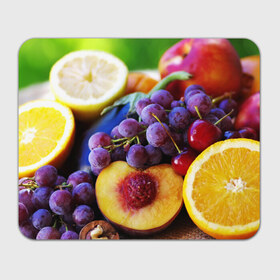 Коврик прямоугольный с принтом Спелые фрукты в Санкт-Петербурге, натуральный каучук | размер 230 х 185 мм; запечатка лицевой стороны | абрикос | алыча | апельсин | бодрость | веган | виноград | витамины | груша | диета | еда | здоровье | лайм | лимон | молодость | нектар | овощи | персик | питание | польза | сок | фрукты | яблоко | ягоды