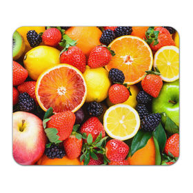 Коврик прямоугольный с принтом Ягоды и фрукты в Санкт-Петербурге, натуральный каучук | размер 230 х 185 мм; запечатка лицевой стороны | абрикос | алыча | апельсин | бодрость | веган | виноград | витамины | груша | диета | еда | здоровье | клубника | лайм | лимон | малина | молодость | нектар | овощи | персик | питание | польза | смородина