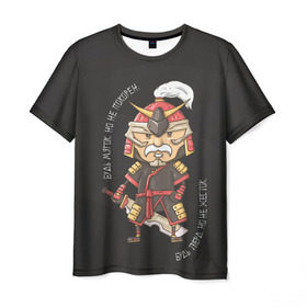 Мужская футболка 3D с принтом Мудрый Самурай в Санкт-Петербурге, 100% полиэфир | прямой крой, круглый вырез горловины, длина до линии бедер | samurai