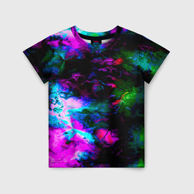 Детская футболка 3D с принтом Цветные волны в Санкт-Петербурге, 100% гипоаллергенный полиэфир | прямой крой, круглый вырез горловины, длина до линии бедер, чуть спущенное плечо, ткань немного тянется | абстракция | иллюзии | краска | текстуры | цветные