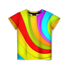 Детская футболка 3D с принтом Радуга в Санкт-Петербурге, 100% гипоаллергенный полиэфир | прямой крой, круглый вырез горловины, длина до линии бедер, чуть спущенное плечо, ткань немного тянется | цветные