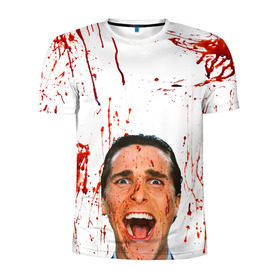 Мужская футболка 3D спортивная с принтом Американский психопат в Санкт-Петербурге, 100% полиэстер с улучшенными характеристиками | приталенный силуэт, круглая горловина, широкие плечи, сужается к линии бедра | кристиан бэйл | псих | психопат | ужасы