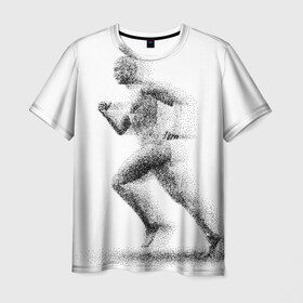 Мужская футболка 3D с принтом Бегун в Санкт-Петербурге, 100% полиэфир | прямой крой, круглый вырез горловины, длина до линии бедер | Тематика изображения на принте: 