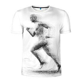 Мужская футболка 3D спортивная с принтом Бегун в Санкт-Петербурге, 100% полиэстер с улучшенными характеристиками | приталенный силуэт, круглая горловина, широкие плечи, сужается к линии бедра | Тематика изображения на принте: 