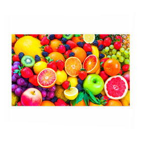 Бумага для упаковки 3D с принтом Ягоды и фрукты в Санкт-Петербурге, пластик и полированная сталь | круглая форма, металлическое крепление в виде кольца | апельсин | ежевика | клубника | фрукты | ягода
