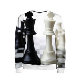 Детский свитшот 3D с принтом Шахматы в Санкт-Петербурге, 100% полиэстер | свободная посадка, прямой крой, мягкая тканевая резинка на рукавах и понизу свитшота | белая | черная | шахматы