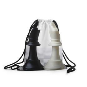 Рюкзак-мешок 3D с принтом Шахматы в Санкт-Петербурге, 100% полиэстер | плотность ткани — 200 г/м2, размер — 35 х 45 см; лямки — толстые шнурки, застежка на шнуровке, без карманов и подкладки | белая | черная | шахматы