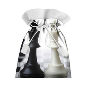 Подарочный 3D мешок с принтом Шахматы в Санкт-Петербурге, 100% полиэстер | Размер: 29*39 см | белая | черная | шахматы