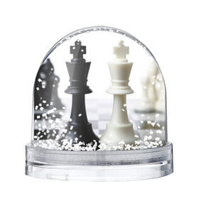 Снежный шар с принтом Шахматы в Санкт-Петербурге, Пластик | Изображение внутри шара печатается на глянцевой фотобумаге с двух сторон | белая | черная | шахматы