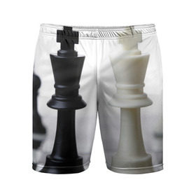 Мужские шорты 3D спортивные с принтом Шахматы в Санкт-Петербурге,  |  | белая | черная | шахматы