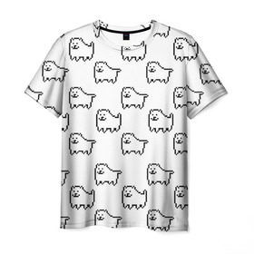 Мужская футболка 3D с принтом Undertale Annoying dog white в Санкт-Петербурге, 100% полиэфир | прямой крой, круглый вырез горловины, длина до линии бедер | 8 bit | annoying dog | dog | pixel art | undertale | white