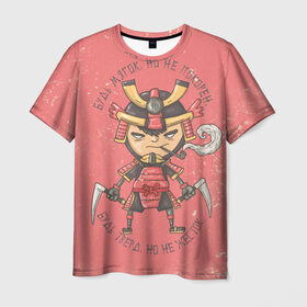 Мужская футболка 3D с принтом Мудрый самурай в Санкт-Петербурге, 100% полиэфир | прямой крой, круглый вырез горловины, длина до линии бедер | samurai