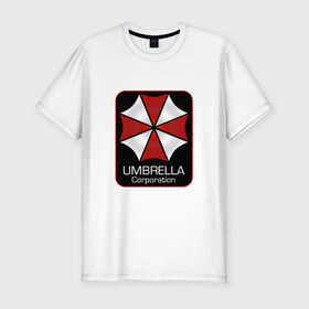 Мужская футболка премиум с принтом Umbrella corporation в Санкт-Петербурге, 92% хлопок, 8% лайкра | приталенный силуэт, круглый вырез ворота, длина до линии бедра, короткий рукав | resident evil | вирус | зомби