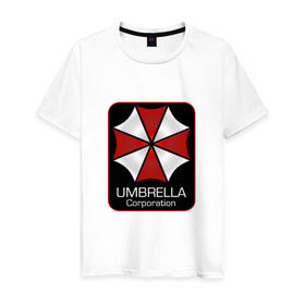 Мужская футболка хлопок с принтом Umbrella corporation в Санкт-Петербурге, 100% хлопок | прямой крой, круглый вырез горловины, длина до линии бедер, слегка спущенное плечо. | resident evil | вирус | зомби