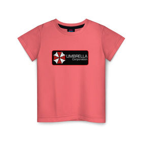 Детская футболка хлопок с принтом Umbrella corporation Нашивка-2 в Санкт-Петербурге, 100% хлопок | круглый вырез горловины, полуприлегающий силуэт, длина до линии бедер | resident evil | вирус | зомби