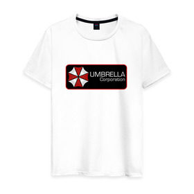 Мужская футболка хлопок с принтом Umbrella corporation Нашивка-2 в Санкт-Петербурге, 100% хлопок | прямой крой, круглый вырез горловины, длина до линии бедер, слегка спущенное плечо. | resident evil | вирус | зомби