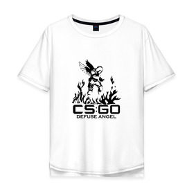 Мужская футболка хлопок Oversize с принтом cs:go - Defuse Angel в Санкт-Петербурге, 100% хлопок | свободный крой, круглый ворот, “спинка” длиннее передней части | cs | csgo | ct | fire | game | terror | го | кс | ксго | огонь