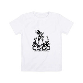 Детская футболка хлопок с принтом cs:go - Defuse Angel в Санкт-Петербурге, 100% хлопок | круглый вырез горловины, полуприлегающий силуэт, длина до линии бедер | cs | csgo | ct | fire | game | terror | го | кс | ксго | огонь