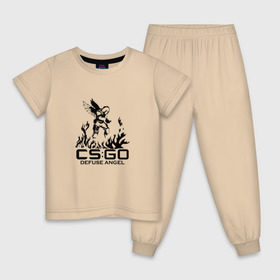 Детская пижама хлопок с принтом cs:go - Defuse Angel в Санкт-Петербурге, 100% хлопок |  брюки и футболка прямого кроя, без карманов, на брюках мягкая резинка на поясе и по низу штанин
 | cs | csgo | ct | fire | game | terror | го | кс | ксго | огонь