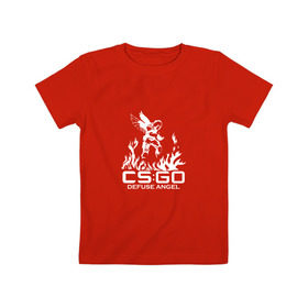 Детская футболка хлопок с принтом cs:go - Defuse Angel в Санкт-Петербурге, 100% хлопок | круглый вырез горловины, полуприлегающий силуэт, длина до линии бедер | cs | csgo | ct | fire | game | terror | го | кс | ксго | огонь