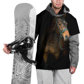 Накидка на куртку 3D с принтом Породистый жеребец в Санкт-Петербурге, 100% полиэстер |  | Тематика изображения на принте: жеребец | животные | конь | лошадка | лошадь | погоня | седло | скакун | скачки | узда